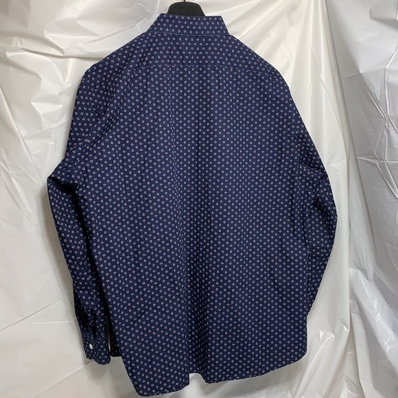 PENGUIN Blue w Red mini paisley Button Down Long Sleeve Shirt Size 17-1/2 34/35 - Picture 3 of 6